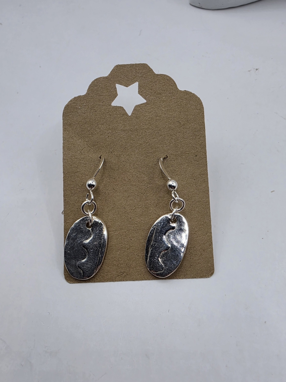 Solid .999 Fine Silver Coffee Bean Earrings Sterling Silver .925 French Hooks